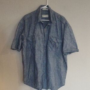 Orvis Men's Xlg‎ Short Sleeve Blue Button Down Shirt